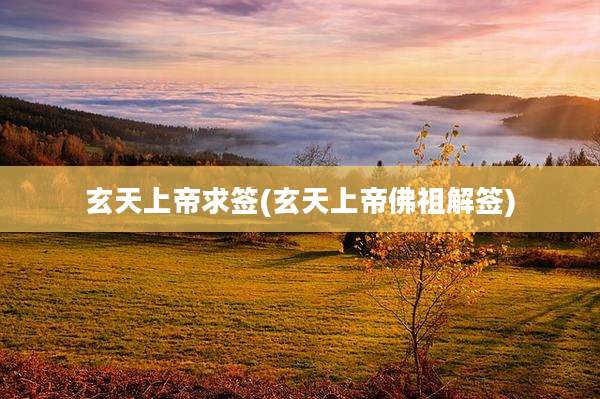 玄天上帝求签(玄天上帝佛祖解签)
