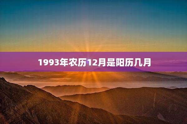 1993年农历12月是阳历几月
