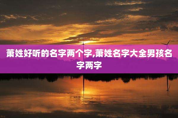 萧姓好听的名字两个字,萧姓名字大全男孩名字两字