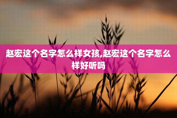 赵宏这个名字怎么样女孩,赵宏这个名字怎么样好听吗