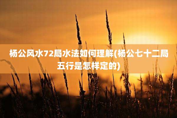 杨公风水72局水法如何理解(杨公七十二局五行是怎样定的)