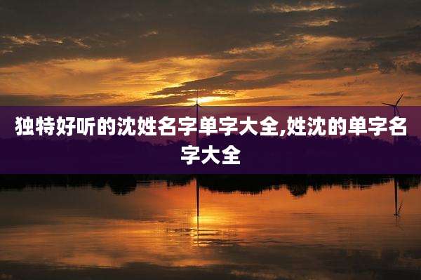独特好听的沈姓名字单字大全,姓沈的单字名字大全