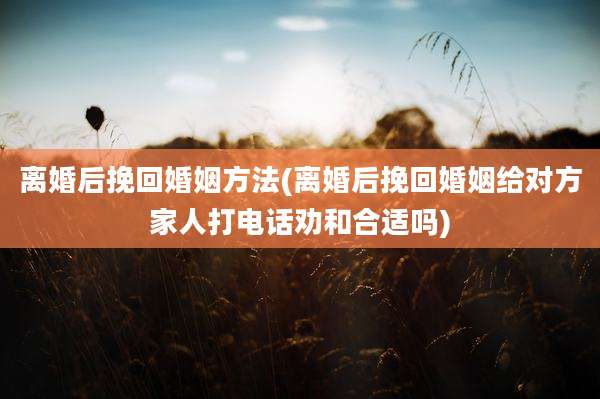 离婚后挽回婚姻方法(离婚后挽回婚姻给对方家人打电话劝和合适吗)