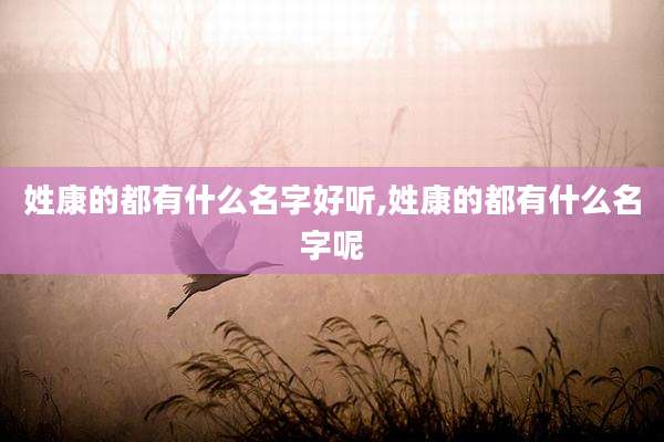 姓康的都有什么名字好听,姓康的都有什么名字呢
