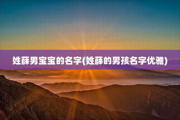 姓薛男宝宝的名字(姓薛的男孩名字优雅)