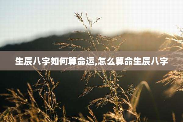 生辰八字如何算命运,怎么算命生辰八字