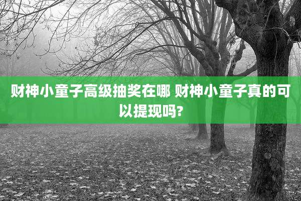 财神小童子高级抽奖在哪 财神小童子真的可以提现吗?