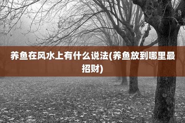 养鱼在风水上有什么说法(养鱼放到哪里最招财)