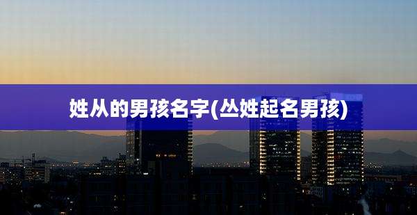 姓从的男孩名字(丛姓起名男孩)