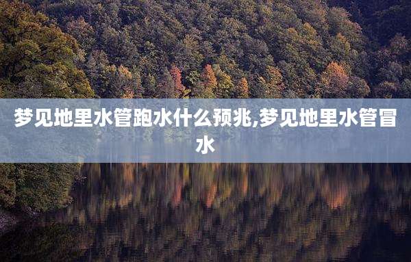 梦见地里水管跑水什么预兆,梦见地里水管冒水