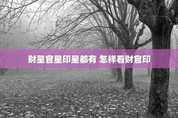 财星官星印星都有 怎样看财官印