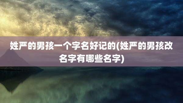 姓严的男孩一个字名好记的(姓严的男孩改名字有哪些名字)