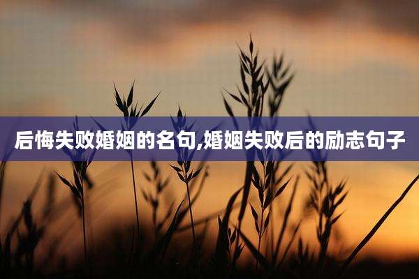 后悔失败婚姻的名句,婚姻失败后的励志句子
