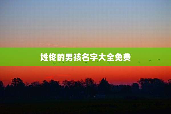 姓佟的男孩名字大全免费
