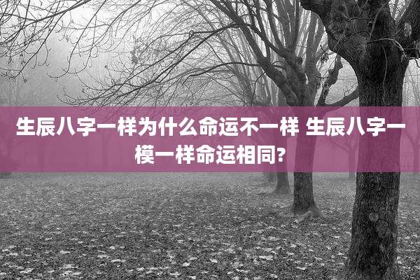 生辰八字一样为什么命运不一样 生辰八字一模一样命运相同?