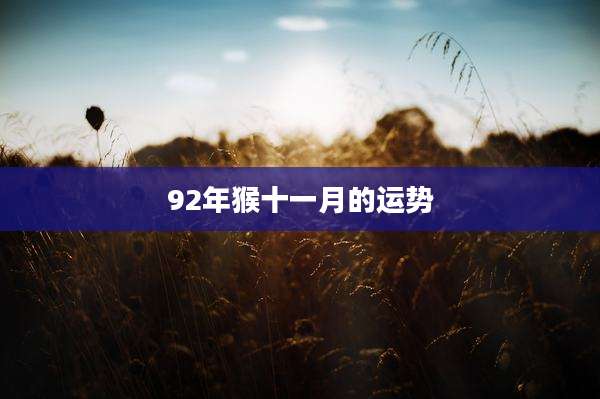 92年猴十一月的运势