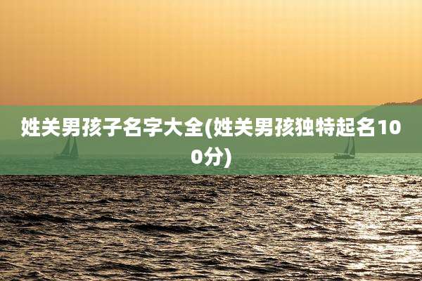 姓关男孩子名字大全(姓关男孩独特起名100分)