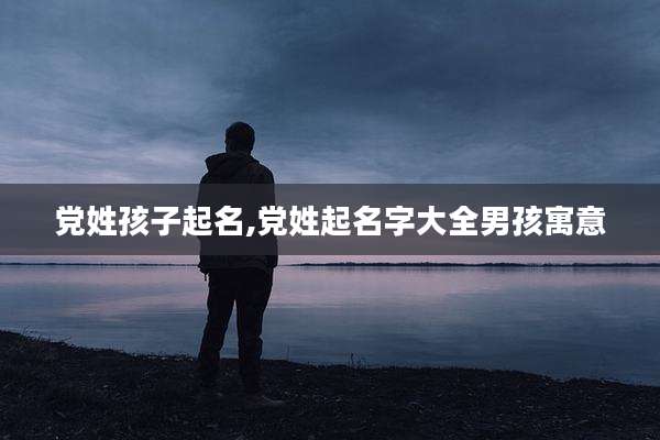 党姓孩子起名,党姓起名字大全男孩寓意