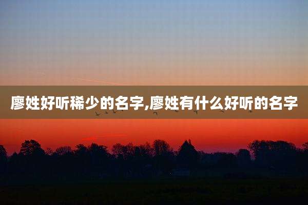 廖姓好听稀少的名字,廖姓有什么好听的名字