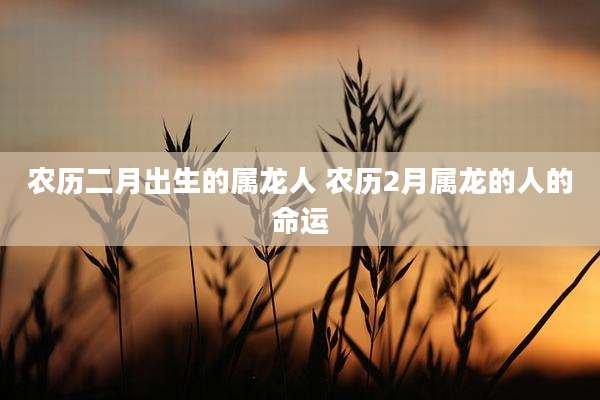 农历二月出生的属龙人 农历2月属龙的人的命运