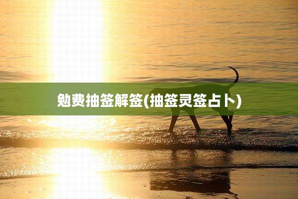 勉费抽签解签(抽签灵签占卜)