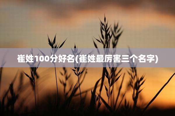 崔姓100分好名(崔姓最厉害三个名字)