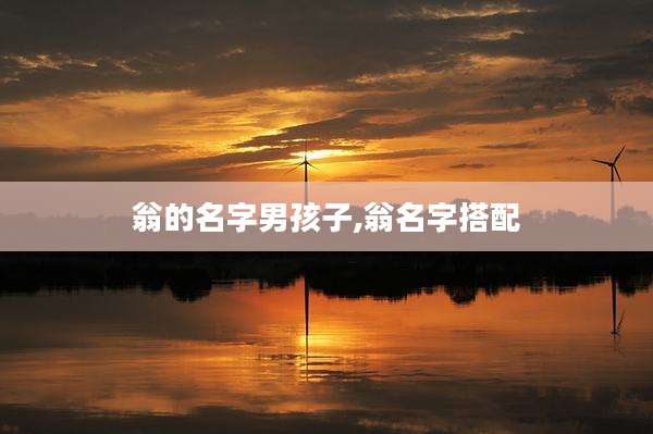 翁的名字男孩子,翁名字搭配