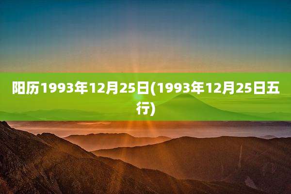 阳历1993年12月25日(1993年12月25日五行)