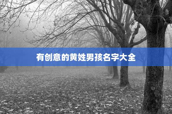 有创意的黄姓男孩名字大全