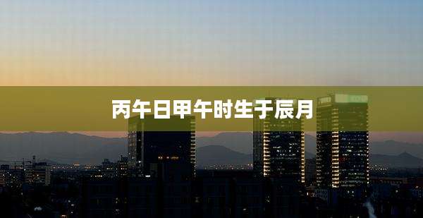 丙午日甲午时生于辰月