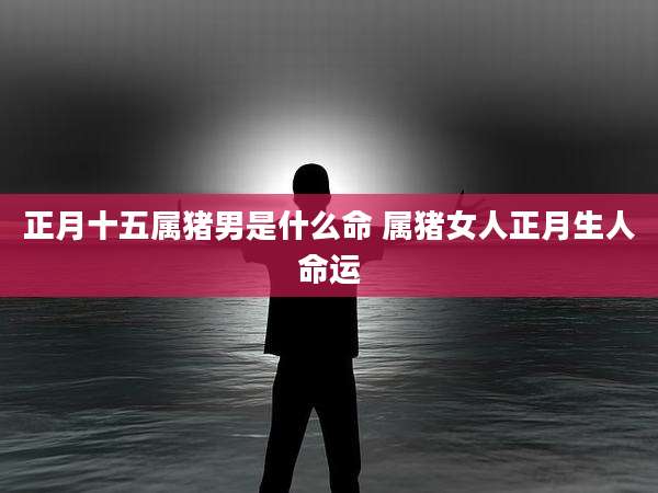 正月十五属猪男是什么命 属猪女人正月生人命运