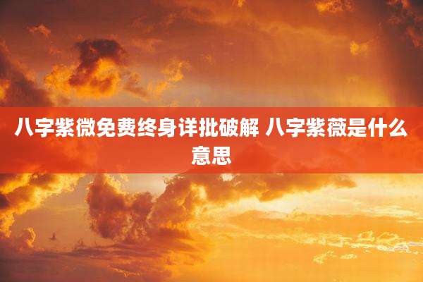 八字紫微免费终身详批破解 八字紫薇是什么意思