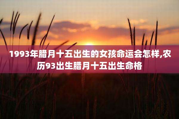 1993年腊月十五出生的女孩命运会怎样,农历93出生腊月十五出生命格
