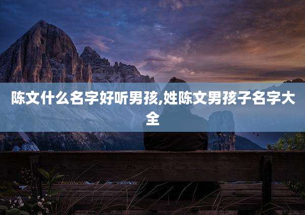 陈文什么名字好听男孩,姓陈文男孩子名字大全