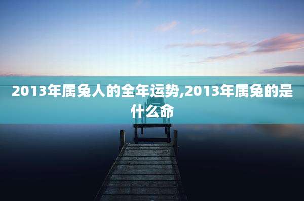 2013年属兔人的全年运势,2013年属兔的是什么命