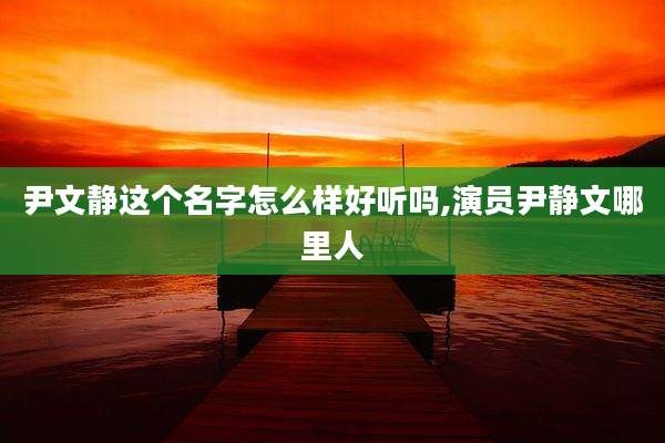 尹文静这个名字怎么样好听吗,演员尹静文哪里人