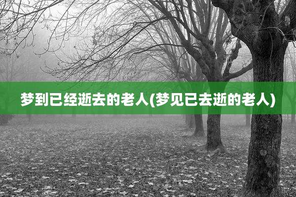 梦到已经逝去的老人(梦见已去逝的老人)