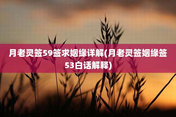 月老灵签59签求姻缘详解(月老灵签姻缘签53白话解释)