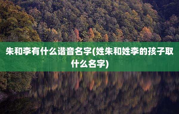 朱和李有什么谐音名字(姓朱和姓李的孩子取什么名字)