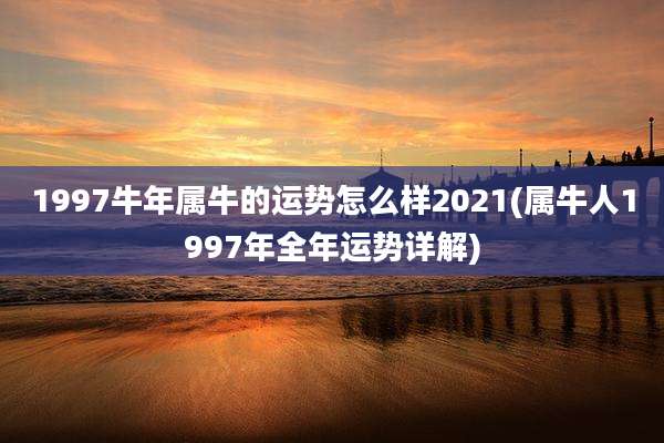 1997牛年属牛的运势怎么样2021(属牛人1997年全年运势详解)