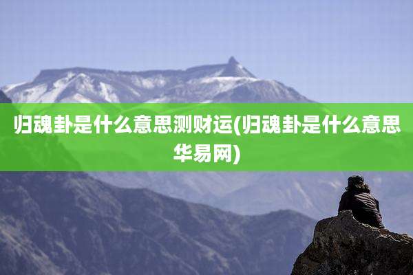 归魂卦是什么意思测财运(归魂卦是什么意思华易网)