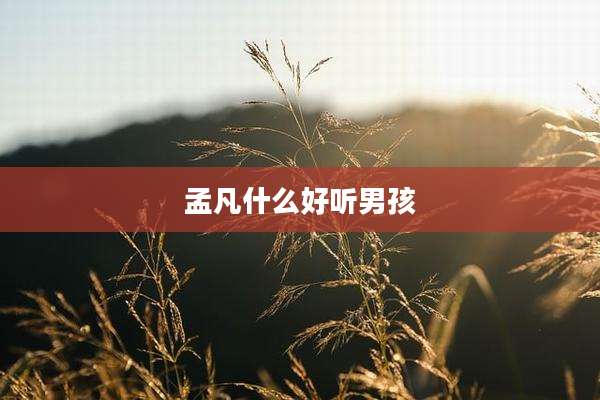 孟凡什么好听男孩