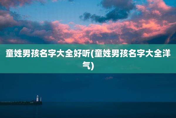 童姓男孩名字大全好听(童姓男孩名字大全洋气)