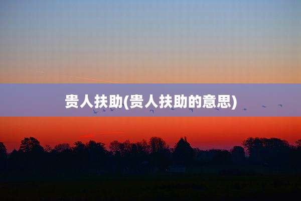 贵人扶助(贵人扶助的意思)