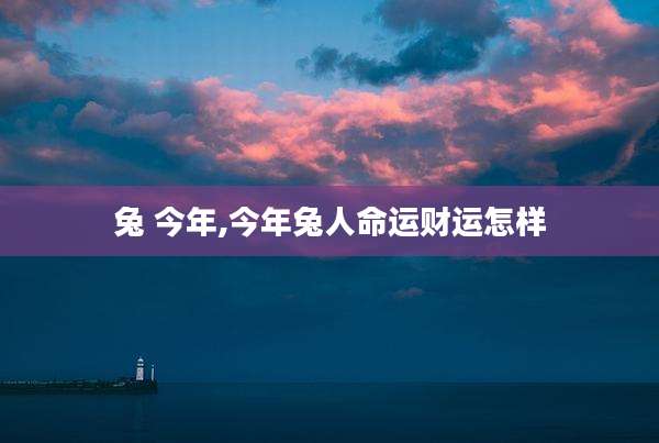 兔 今年,今年兔人命运财运怎样