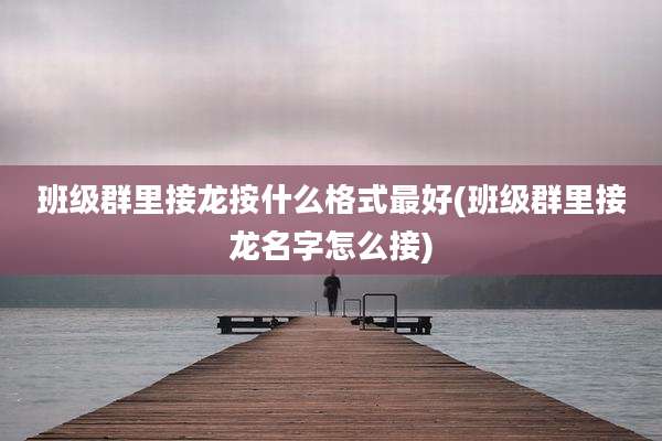班级群里接龙按什么格式最好(班级群里接龙名字怎么接)