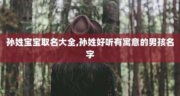 孙姓宝宝取名大全,孙姓好听有寓意的男孩名字