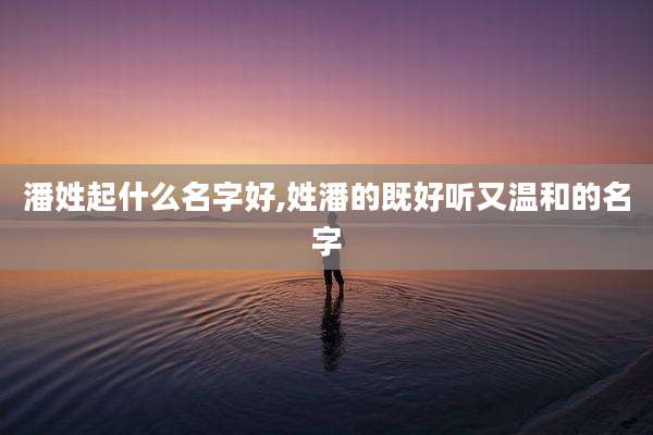 潘姓起什么名字好,姓潘的既好听又温和的名字