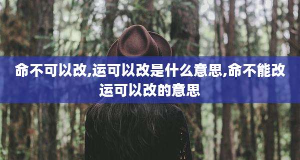 命不可以改,运可以改是什么意思,命不能改运可以改的意思