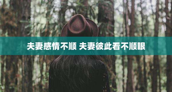 夫妻感情不顺 夫妻彼此看不顺眼